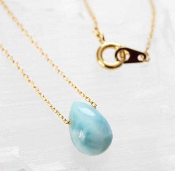 楽天市場】ラリマー 一粒 ネックレス（ペアシェイプ 通しネックレス