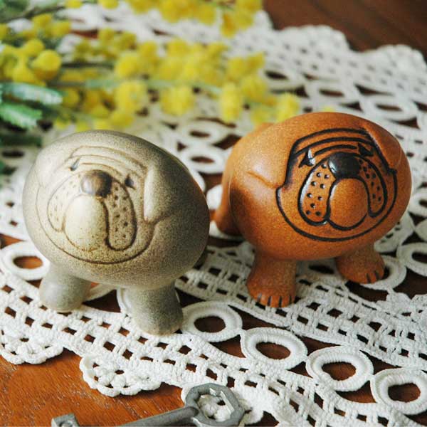 楽天市場】リサラーソン ブルドッグ ミニサイズ ブラウン グレー