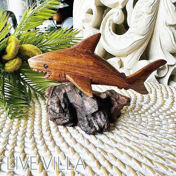 楽天市場】木彫り サメ 鮫 シャーク 置物 木 ウッド オブジェ