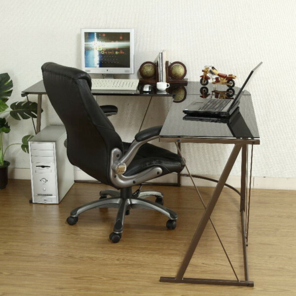 楽天市場】L字デスク 幅141cm ガラス デスク パソコンデスク L字型