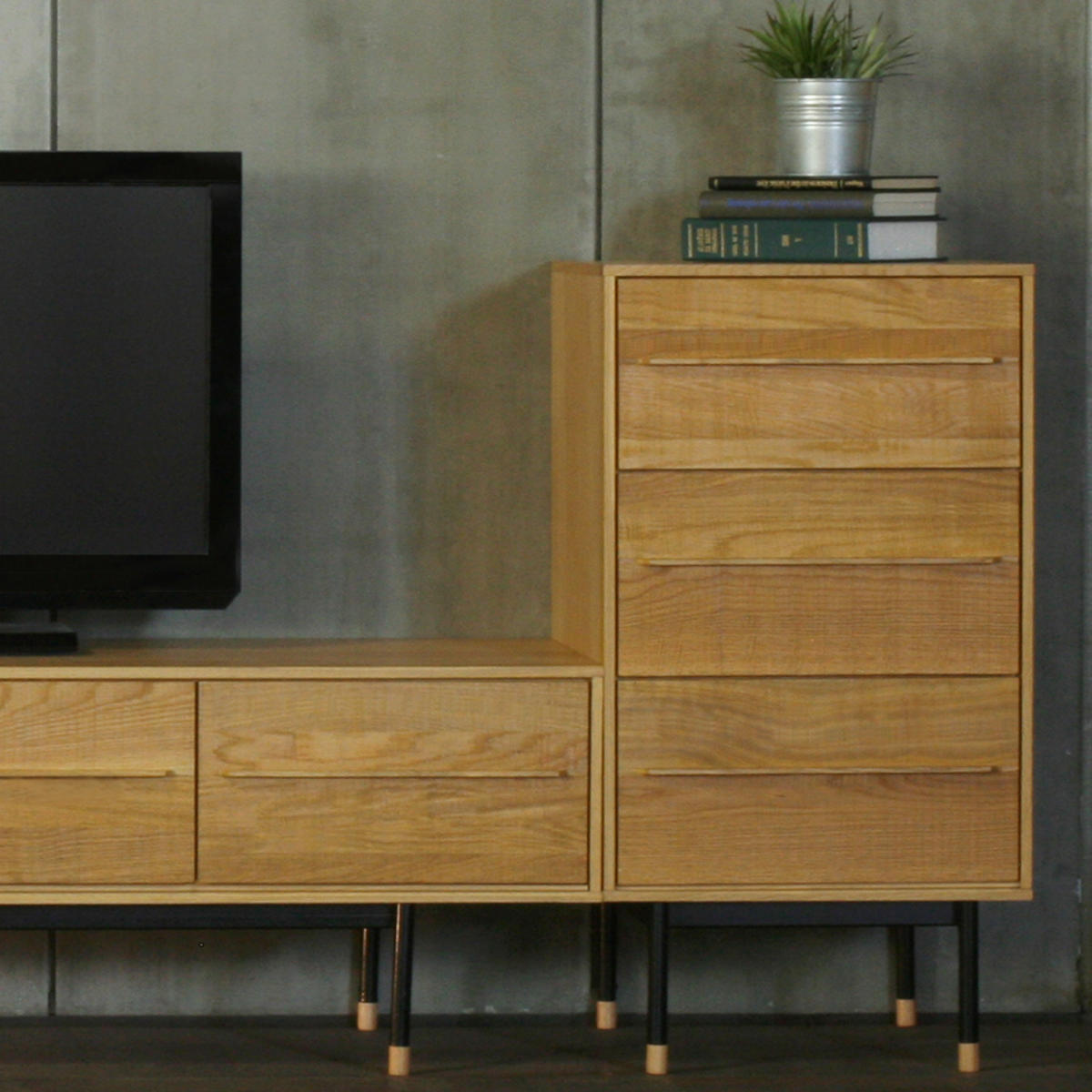 楽天市場】サイドチェスト 3段 ヴィンテージ調 オーク無垢材 鋸目