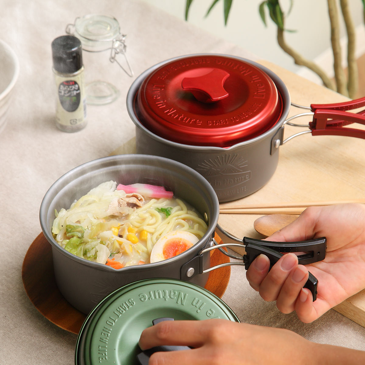 楽天市場】アルミ鍋 フタ付 13cm LIVE IN NATURE （ アウトドア 調理