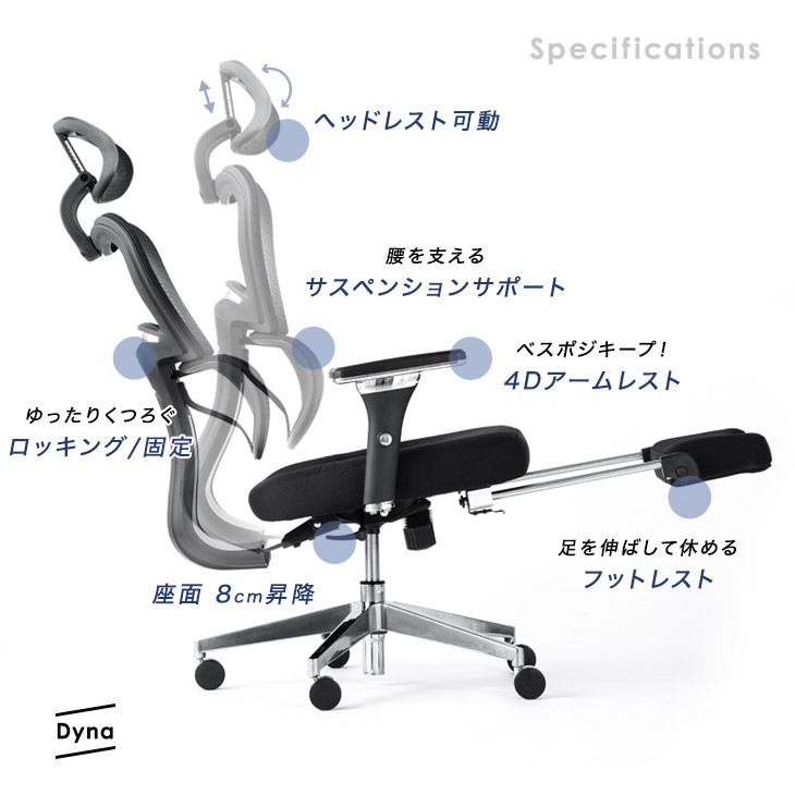楽天市場】フットレスト付き 4Dアームレスト オフィスチェア