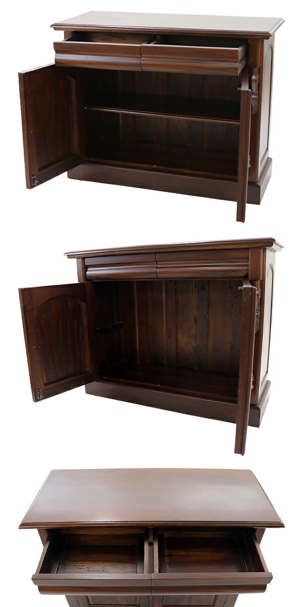 楽天市場】送料無料 食器棚 アンティーク調 約W115×約D49.5×約H90.5(cm