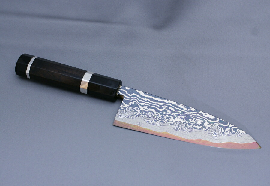 楽天市場】堺箱八 155mmダマスカス出刃包丁 青二鋼 伝統の堺包丁 青紙2