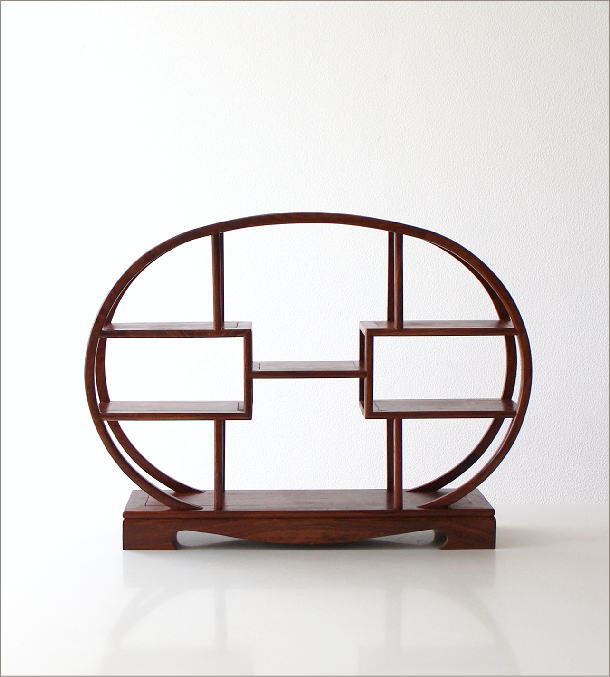 楽天市場】飾り棚 和風 和室 床の間 丸形 シノワズリ 珍品棚 盆栽棚