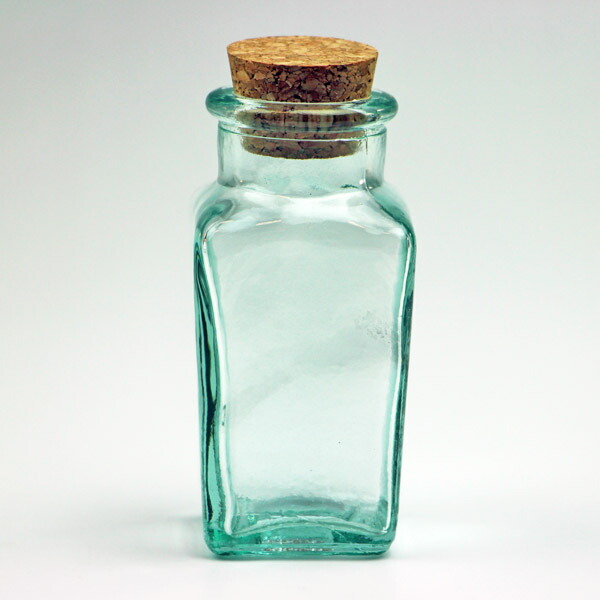 楽天市場】ガラス瓶 蓋付 / エコガラスボトル コルク栓 角型 5158 小