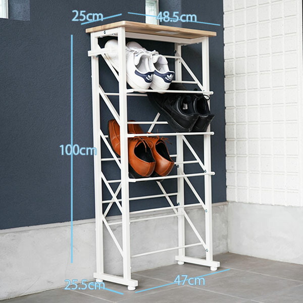 楽天市場】ヴィンテージ調 棚付き シューズラック シューズラック5段