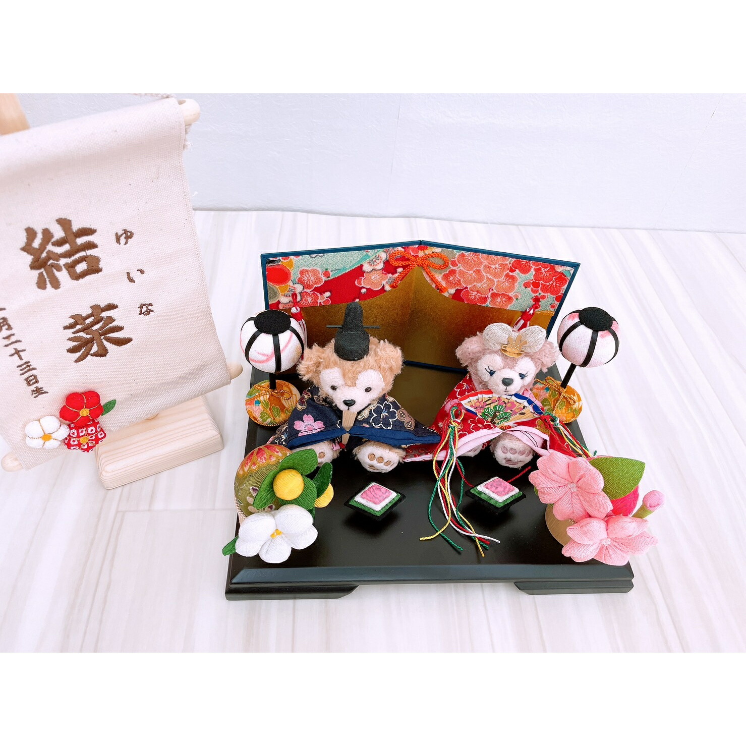 楽天市場】贈り物に♪雛人形 ひな人形 ひな祭り 屏風付き ハンドメイド