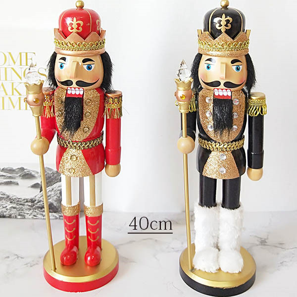 希少】アンティーク 木製 くるみ割り人形 ペア 特大 32cm 置物