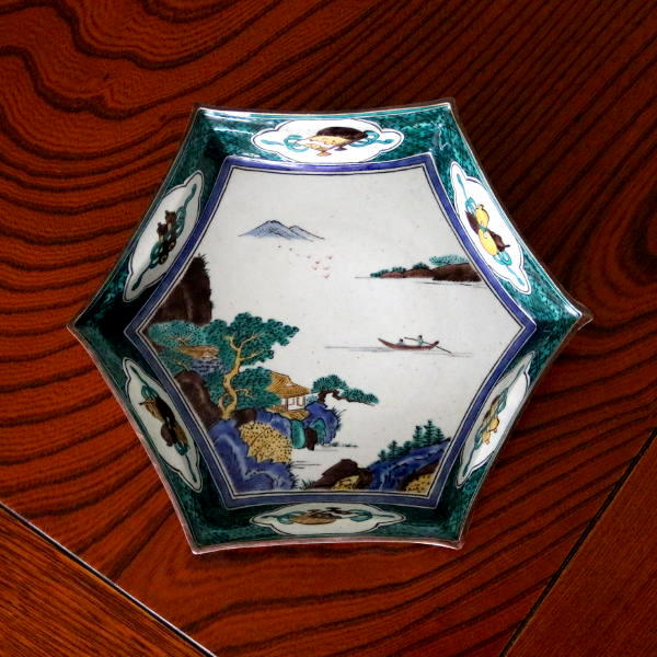 楽天市場】三ツ井為吉 九谷焼9号六角大鉢 山水 : 九谷陶芸 北山堂 楽天