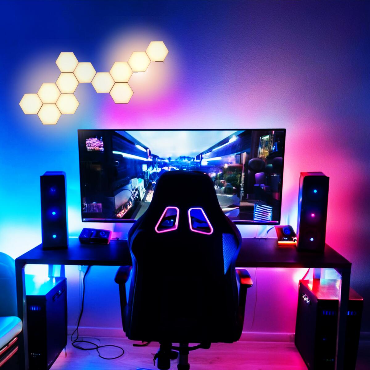 12個セット 間接照明 六角形 置型 クリスマス ライト ゲーミングルーム