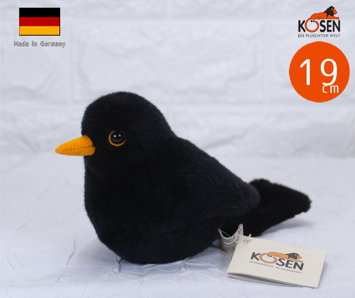 楽天市場】ケーセン ぬいぐるみ Kosen クロウタドリ 19cm Blackbird