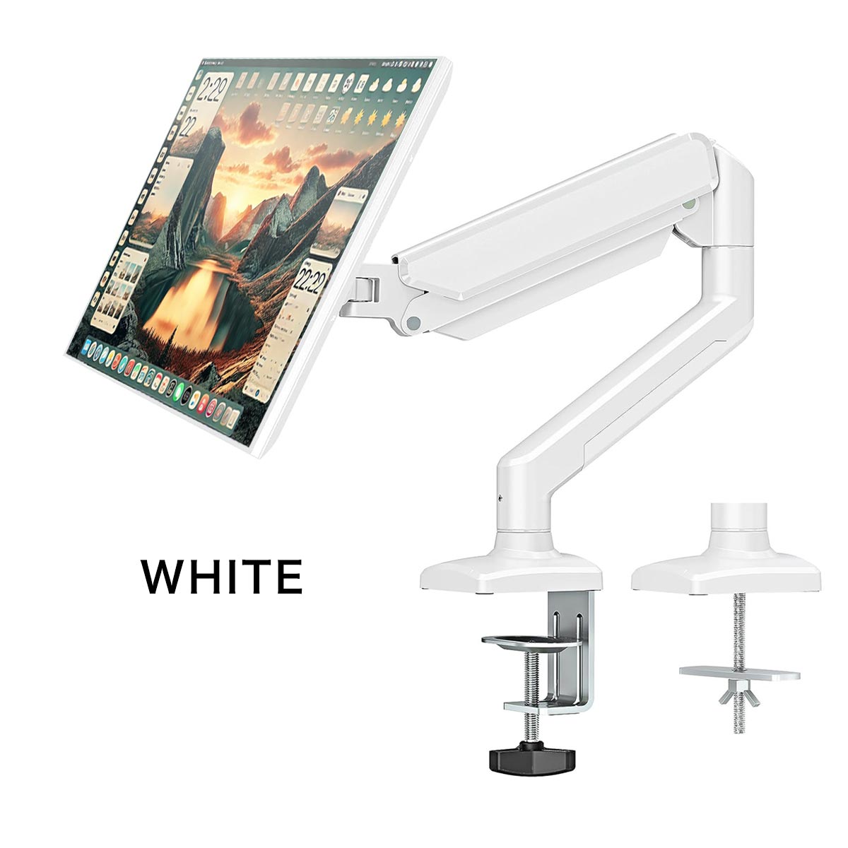 楽天市場】【スーパーSALE】モニターアーム 白 ホワイト 黒 ブラック