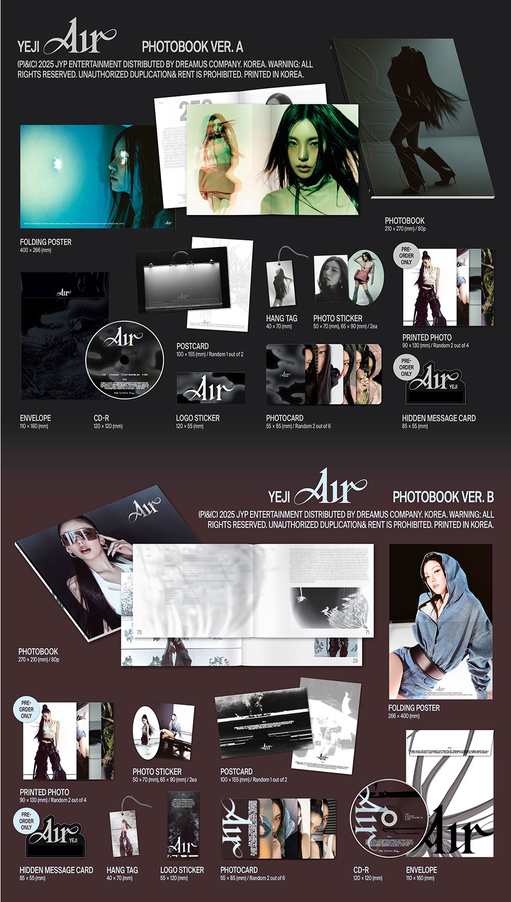 楽天市場】☆JYP特典☆2種セット☆ YEJI (ITZY) - 「Air」 (Photobook