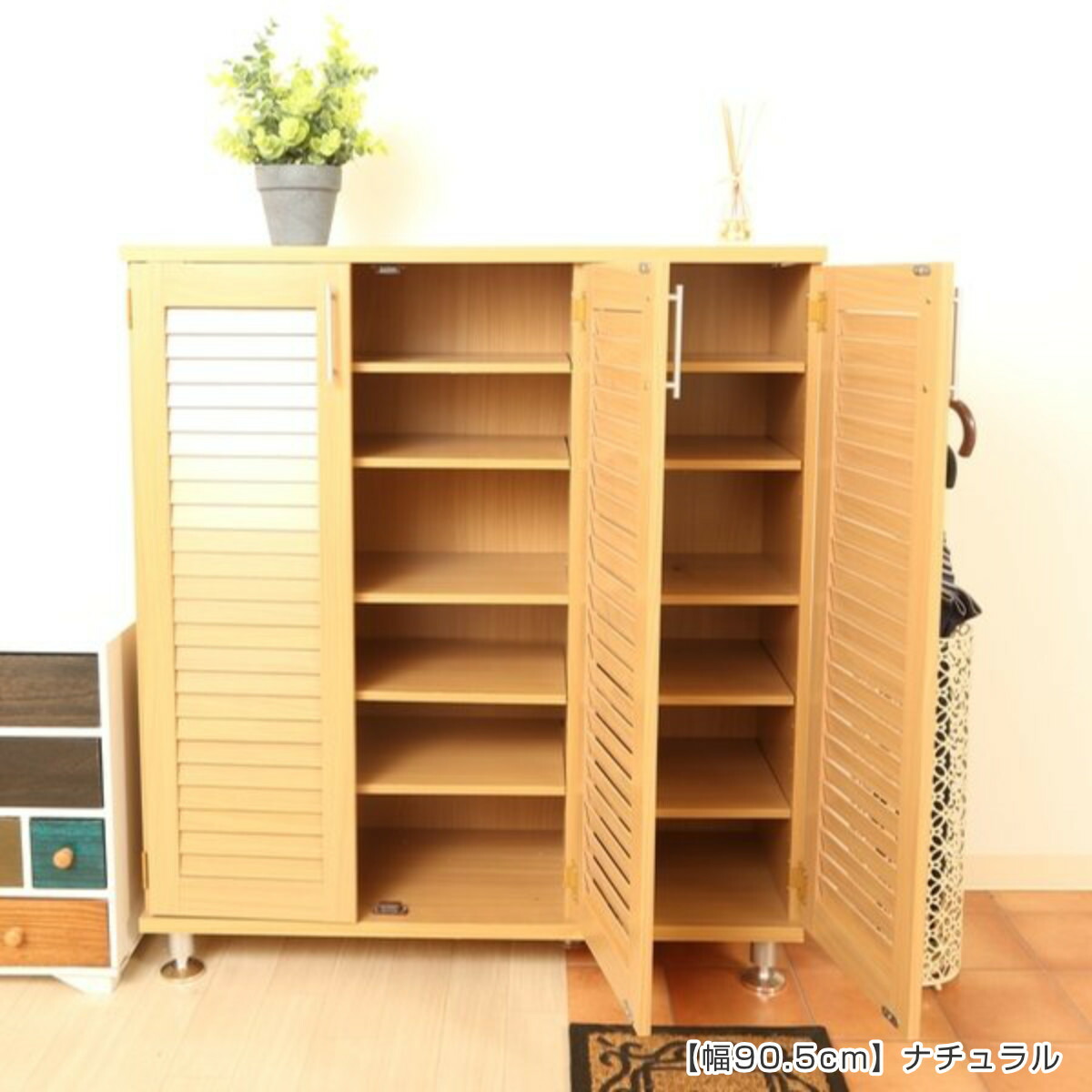 楽天市場】下駄箱 ルーバーシューズボックス 幅60cm 幅90.5cm 組立品