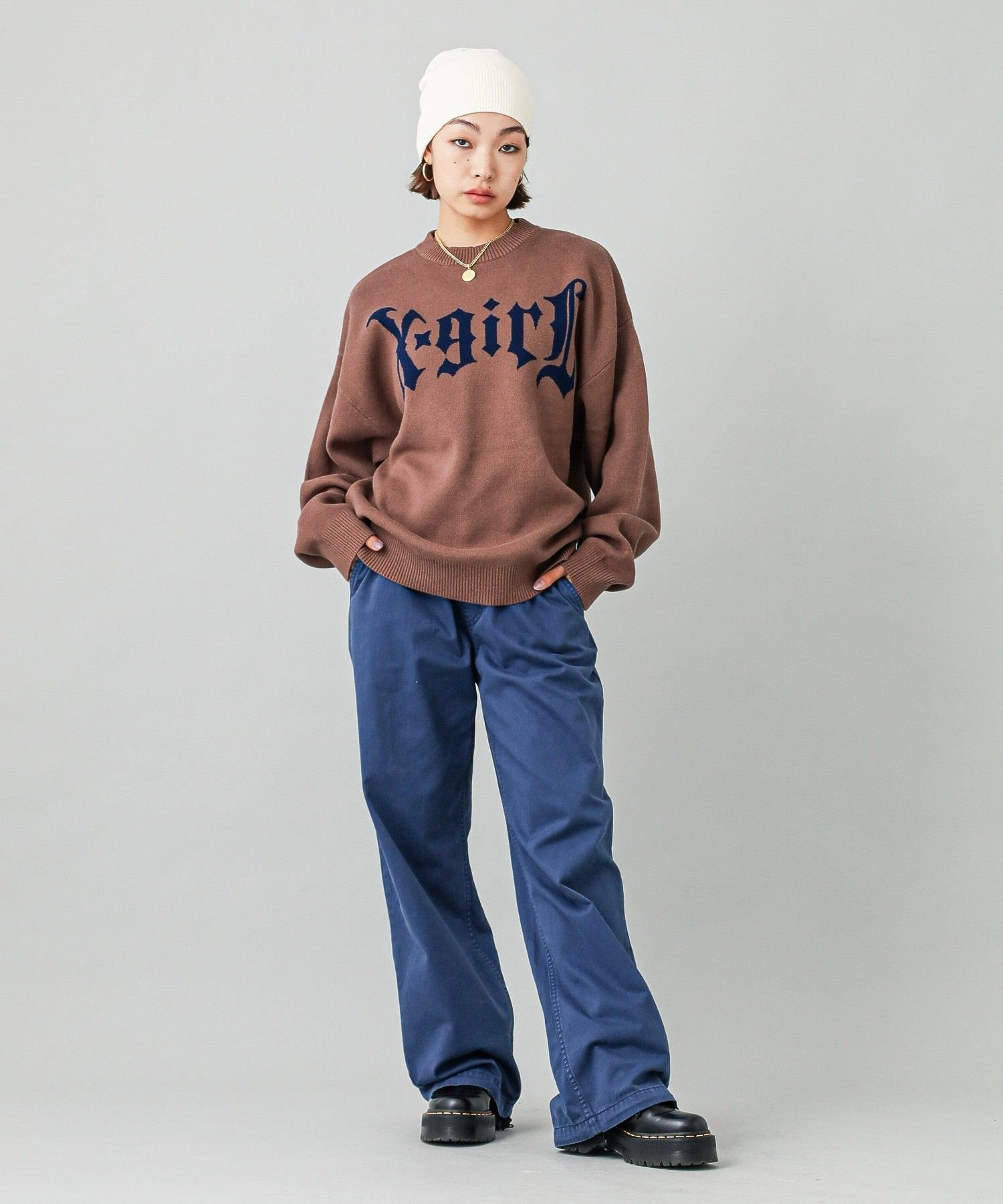X-girl｜GOTHIC LOGO JACQUARD KNIT TOP | Rakuten Fashion(楽天