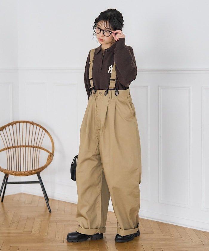 FREAK'S STORE｜別注 サスペンダー付き ビッグ2タックツイルパンツ