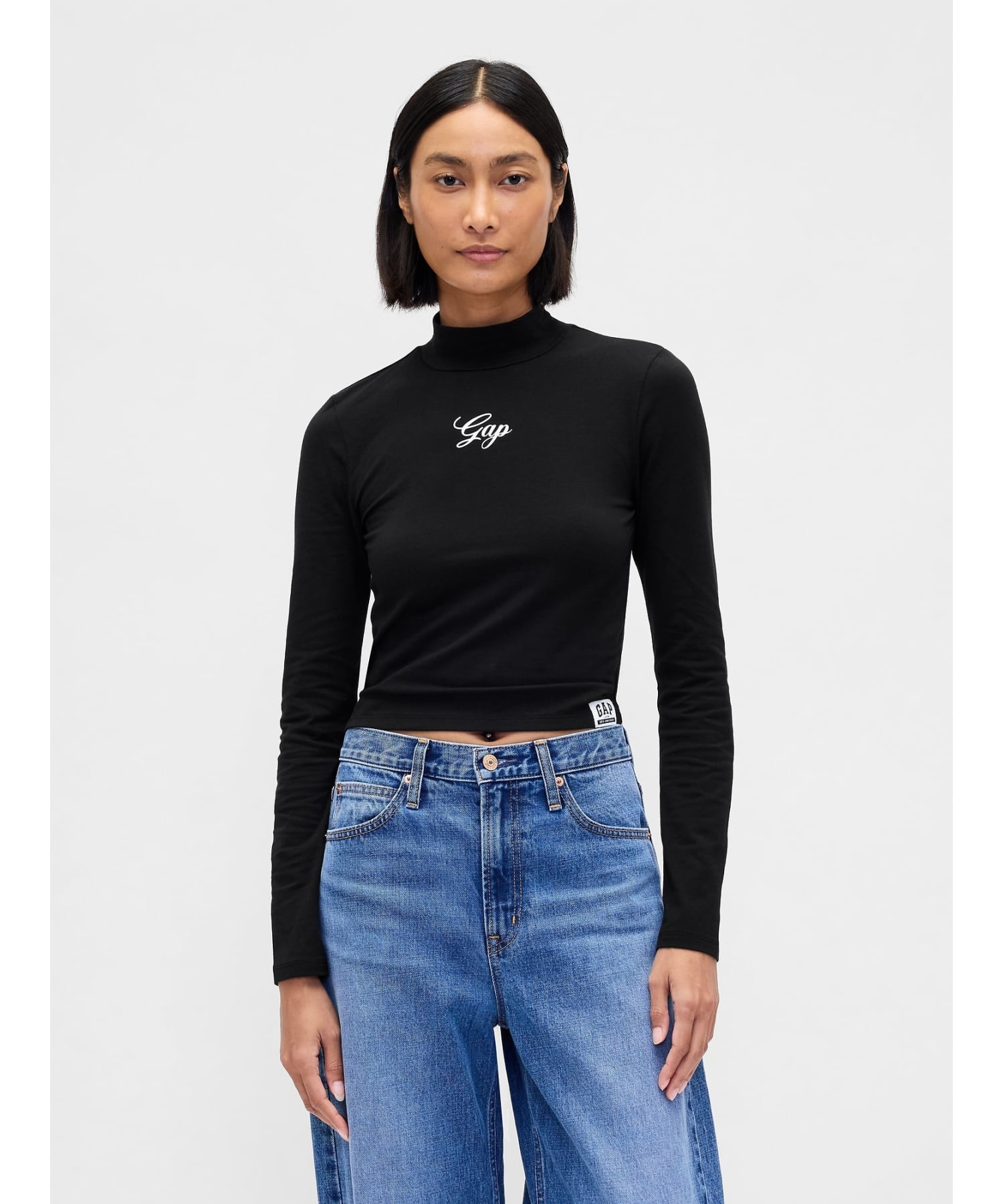 GAP｜(W)GAPロゴ クロップド モックネックトップス | Rakuten Fashion
