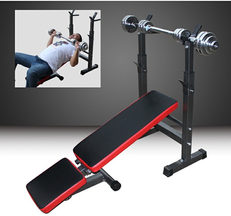 楽天市場】角度調整可能 バーベル台付きマルチプレスベンチ フラット