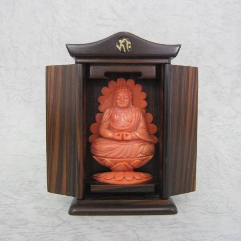 楽天市場】桃珊瑚 阿弥陀如来 置物 黒檀 希少 ご本尊 宝石サンゴ 珊瑚