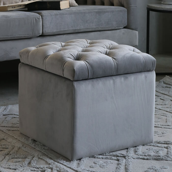 楽天市場】ストレージスツール ライトグレー ベルベット Classic