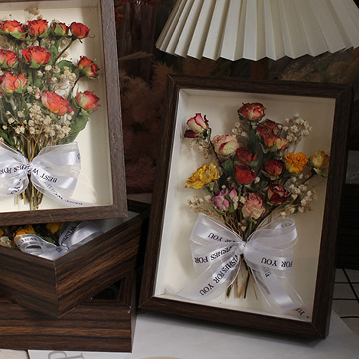 楽天市場】ドライフラワー 花束 バラ フレーム 木製 くるみの木 ブーケ