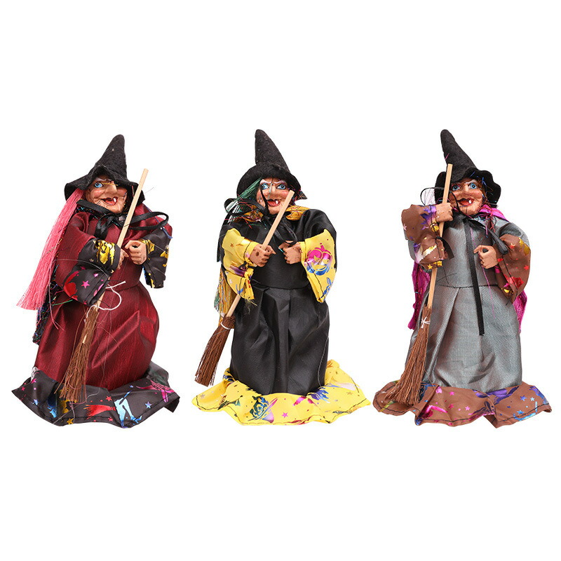 楽天市場】魔女人形 ハロウィン飾り ぬいぐるみ 置物 ほうき 巫女さん