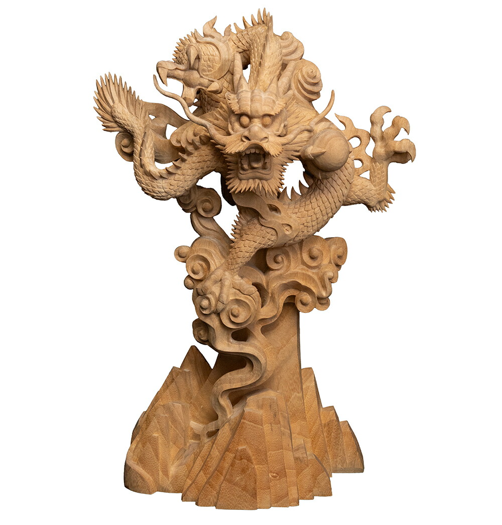 楽天市場】【コレクションボックス付】龍 木彫り 置物 一刀彫 / 素材