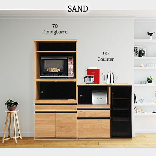 楽天市場】サンド 120カウンター キッチン収納 家電収納 ナチュラル