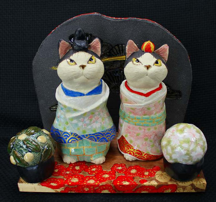 楽天市場】岡村洋子 作猫のおひなさまひなまつり ひな祭りおひなさま