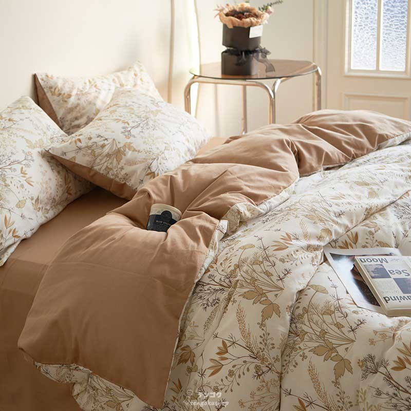 楽天市場】送料無料 布団カバーセット ベージュ ブラウン 花柄 寝具