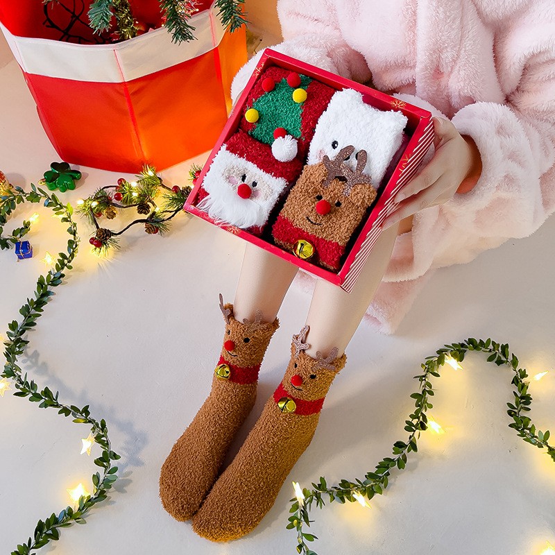 楽天市場】クリスマスソックス レディース コーラルフリース 秋冬 加絨