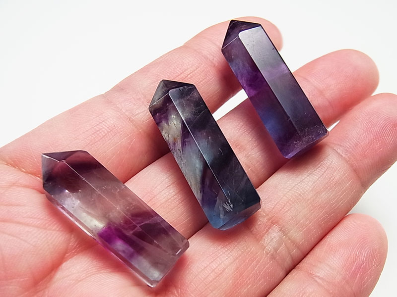 高品質トリプルカラーフローライトポイント六角柱タワーNo.1667 フロー