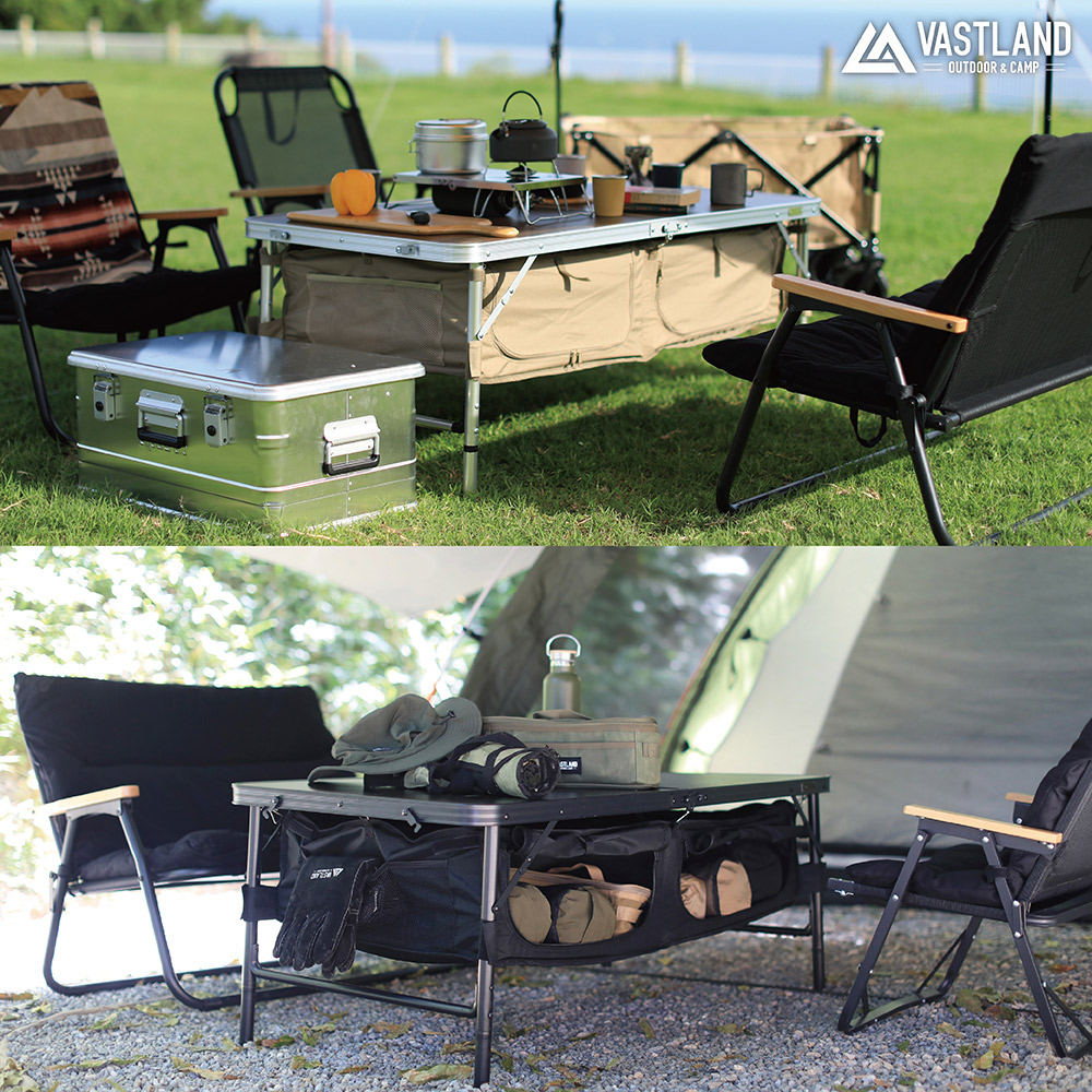 楽天市場】VASTLAND ストレージ付き アウトドアテーブル 120cm×60cm