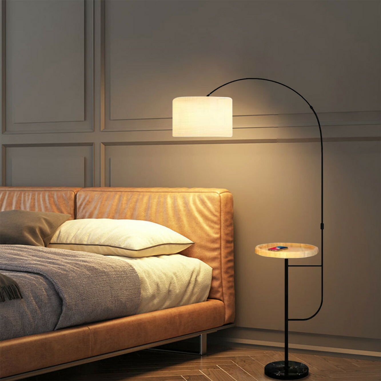 楽天市場】VeroMan アームランプテーブル フロアライト テーブル付き