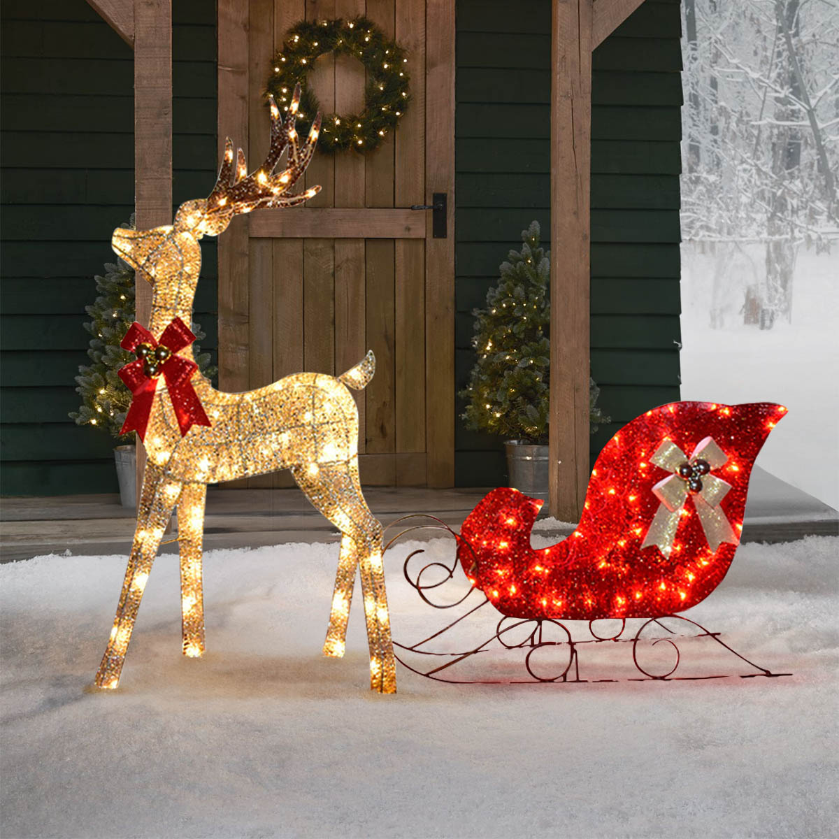 楽天市場】VeroMan 目立つ クリスマス イルミネーション トナカイ ソリ