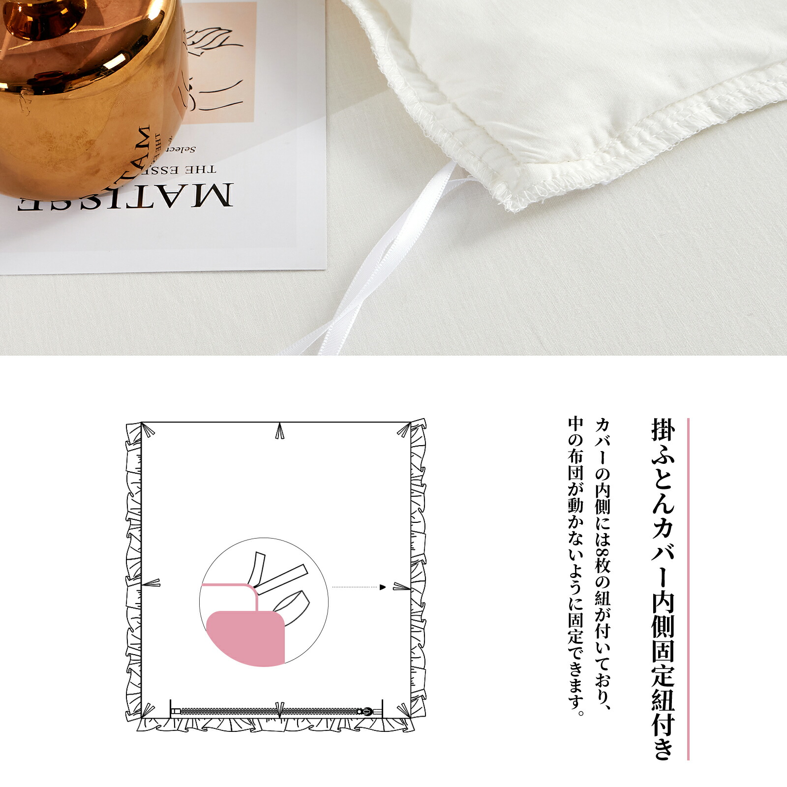 楽天市場】MILDLY 布団カバーセット ホワイト フリル 綿100% 無地：白