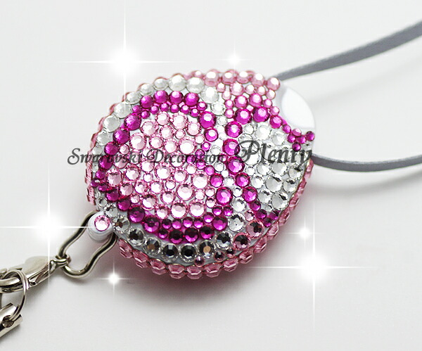 楽天市場】ネックストラップ リール スワロフスキーデコ 収納式 ダブル