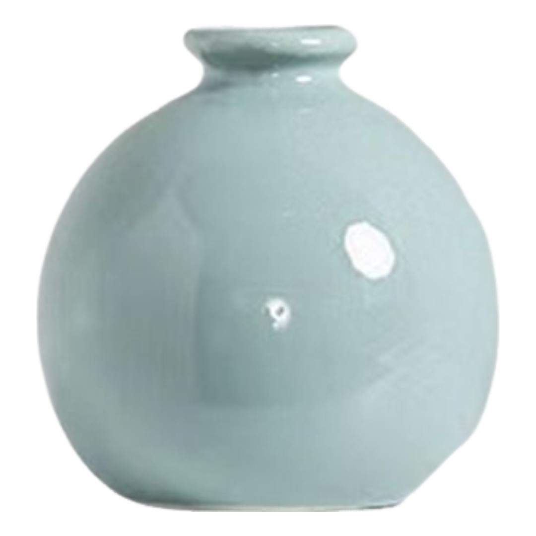 楽天市場】送料無料 花瓶 花器 フラワーベース 陶器 置物 丸型 白 青