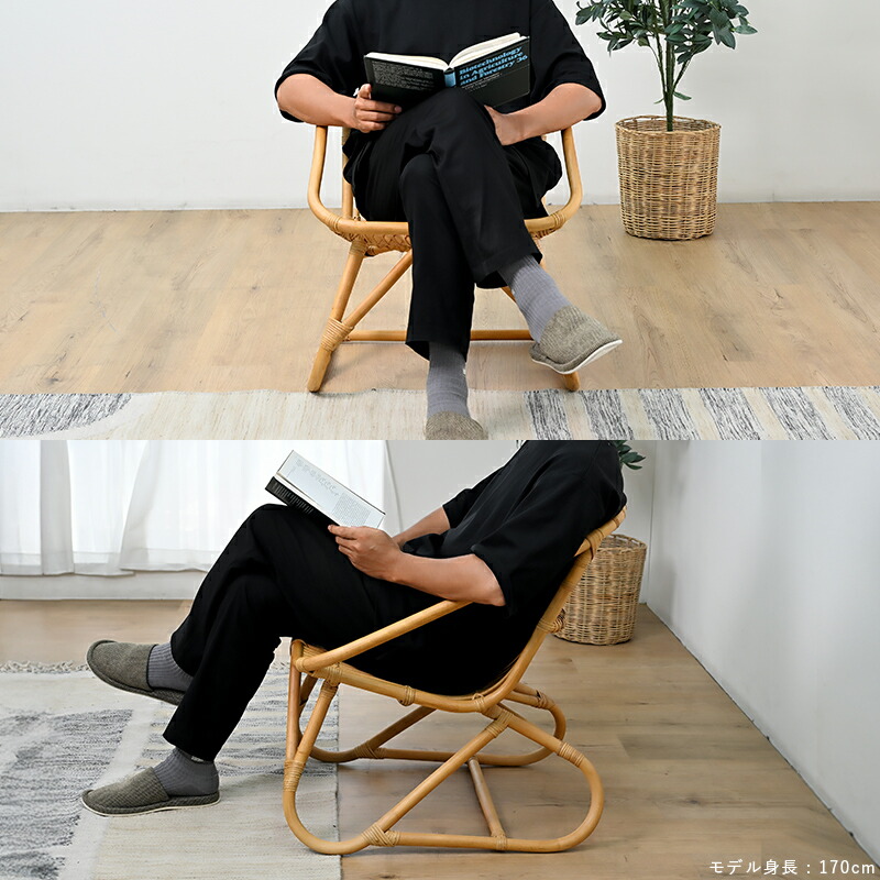 ヴェノムV様 ラタン製パパ椅子 黒色クッション付き アジアン ヴェノムV