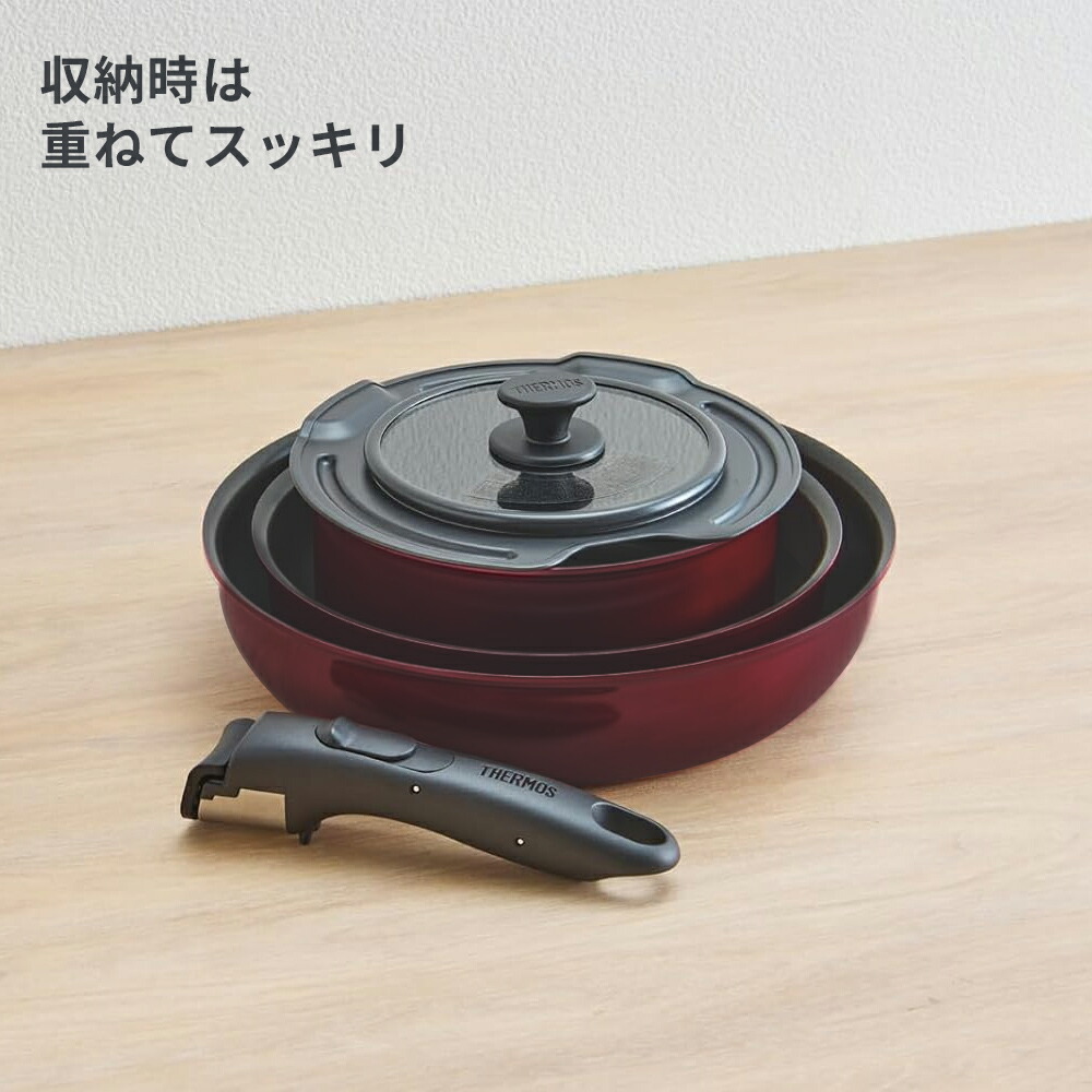 楽天市場】サーモス IH対応 取っ手のとれる フライパン 5点セット KSD