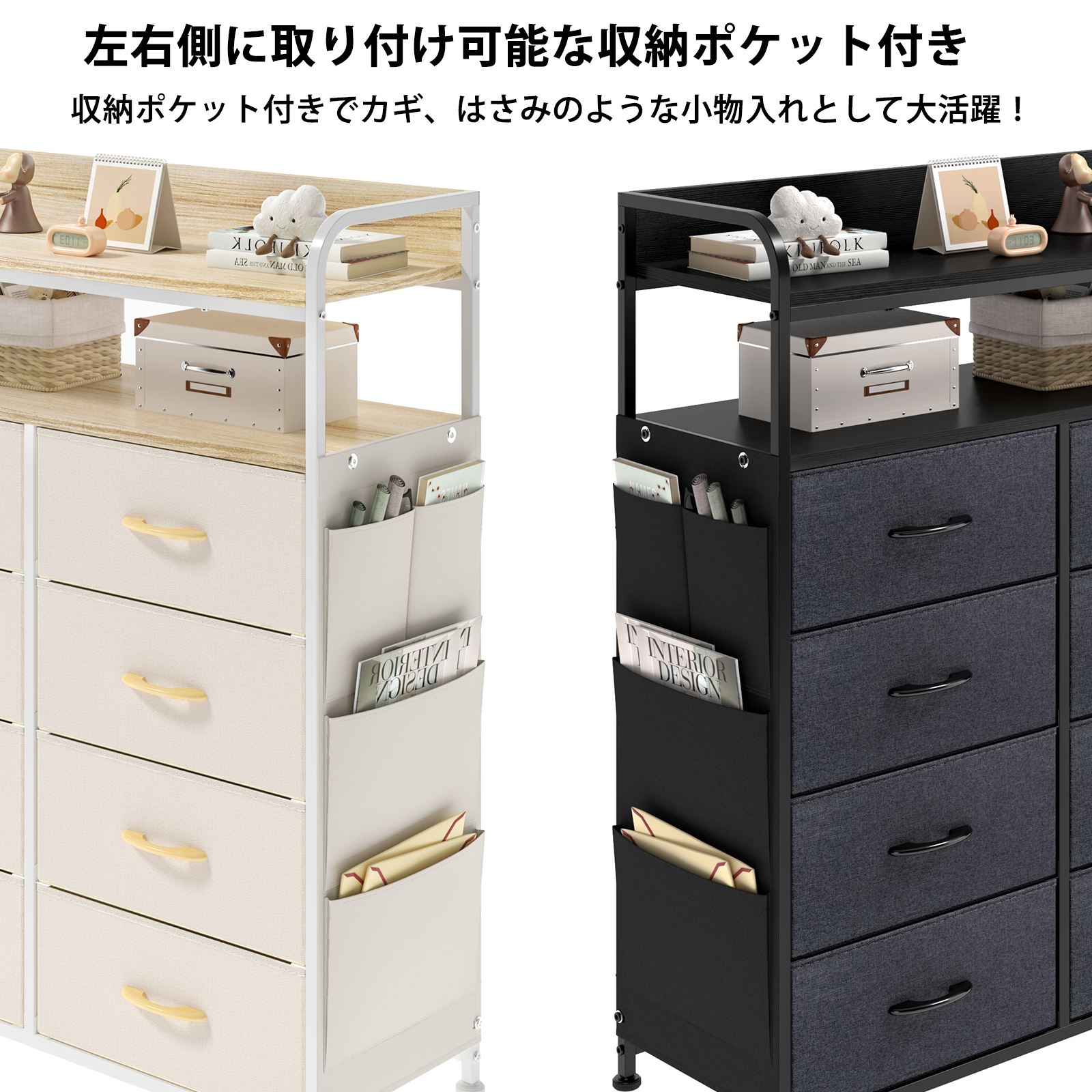 楽天市場】「今だけ☆P5☆選べる特典付き」2段棚 収納チェスト 側面