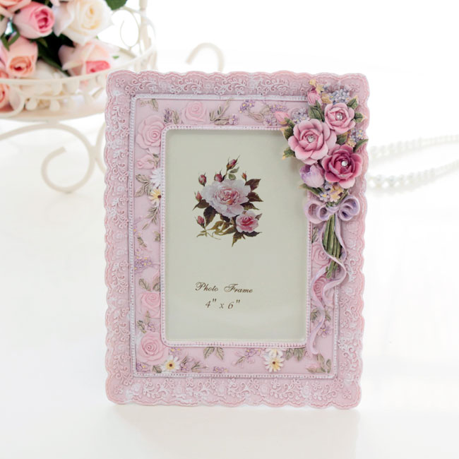 楽天市場】写真立て 薔薇のブーケピンク フォトフレーム 結婚祝い