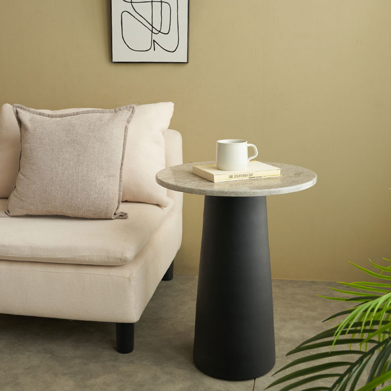 楽天市場】サイドテーブル 大理石 丸 木製 スワールウッド 直径43cm 高