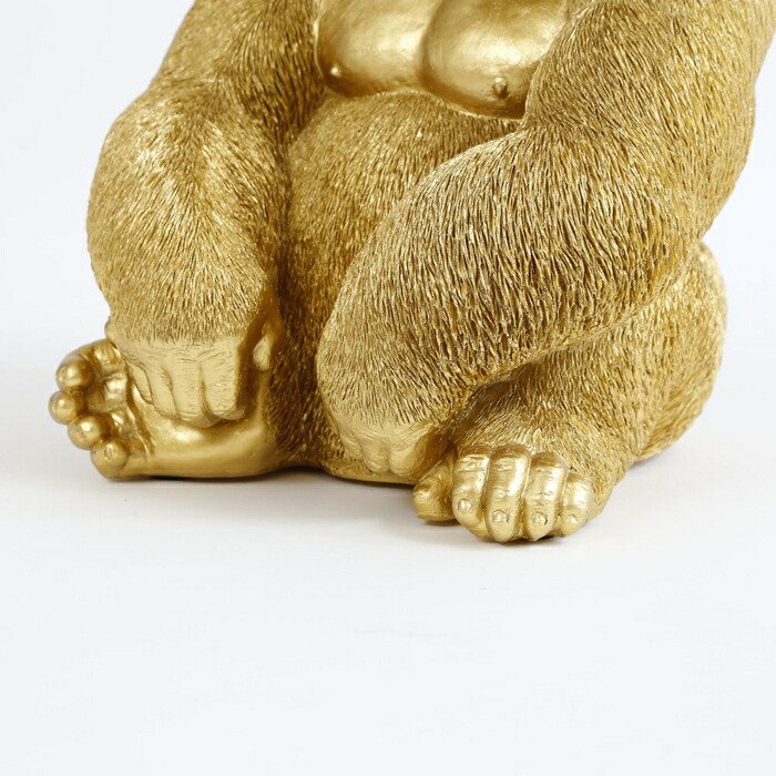 楽天市場】ゴリラ gorilla 置物 オブジェ ゴールド 金色 金 リアル