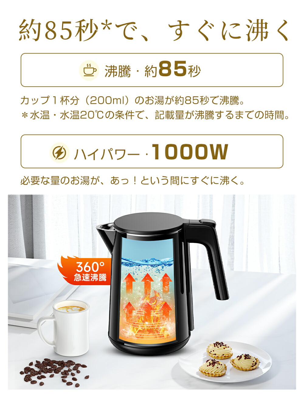 楽天市場】新商品発売！電気ケトル 1.0L 7段階温度調節 ボデーデジタル
