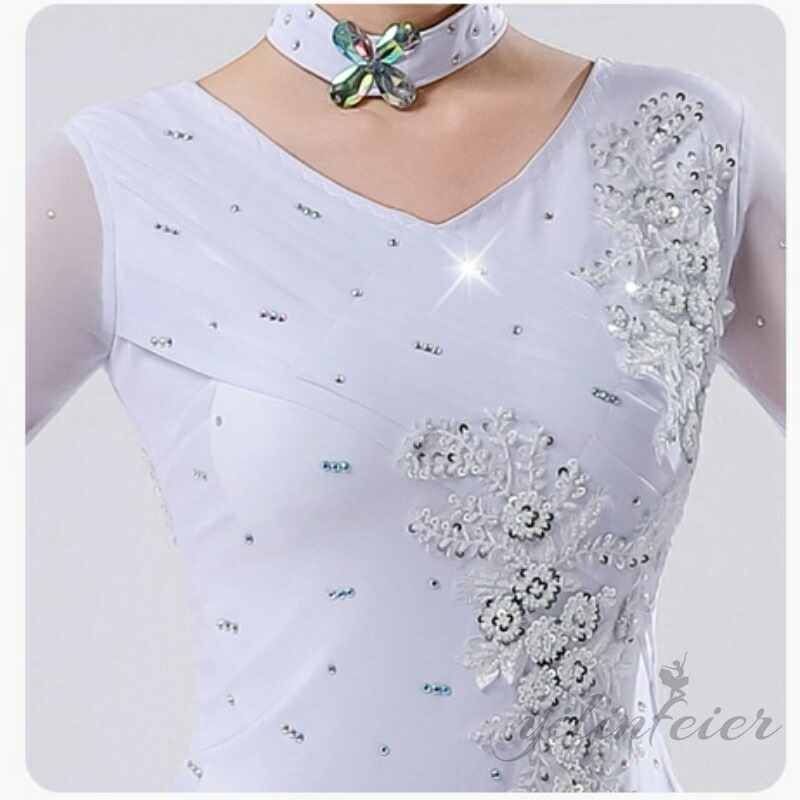 楽天市場】社交ダンス ドレス 高級 フロント付き 長袖 豪華 お花ビーズ