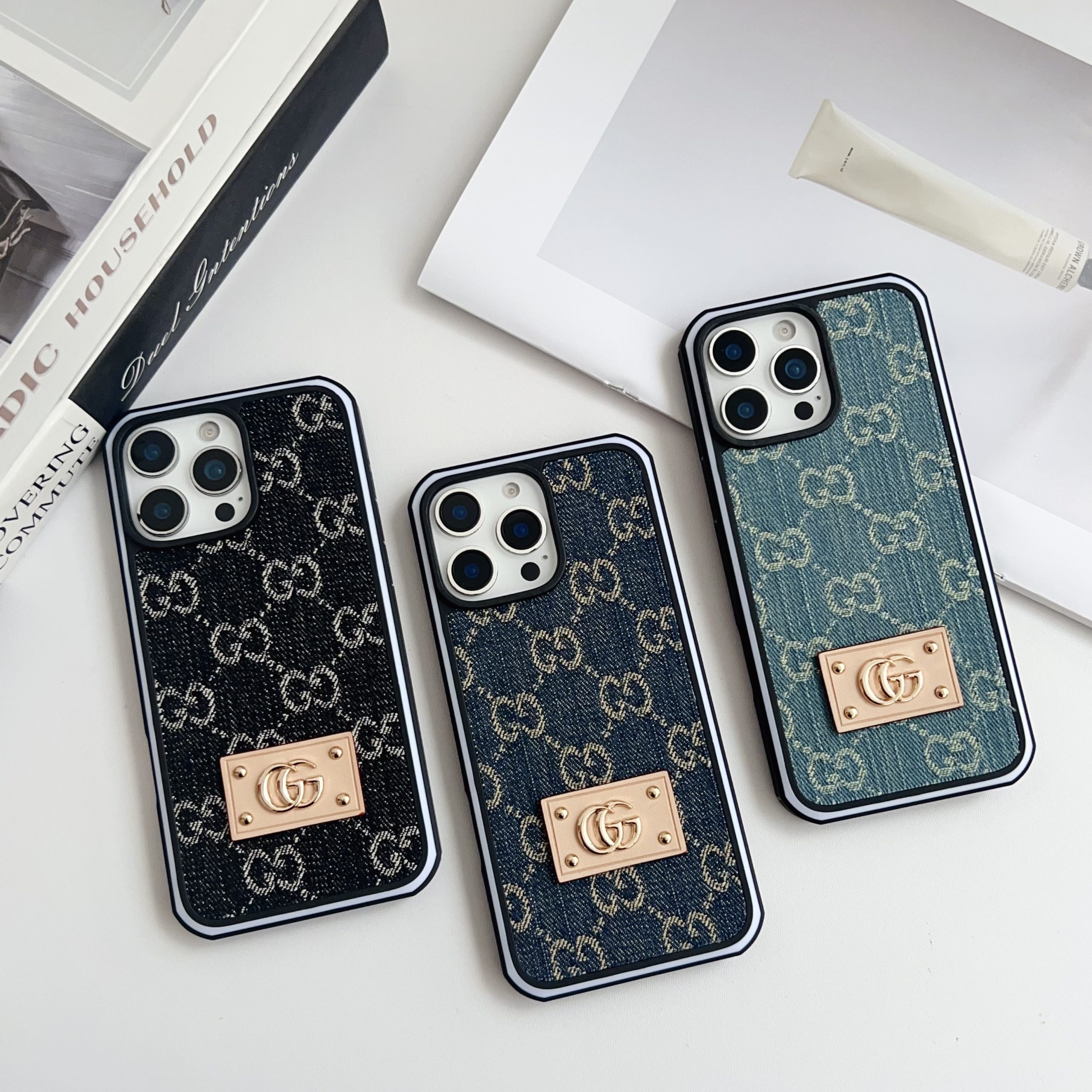 Gucci Denim iPhone Case for 12-16 Pro Max