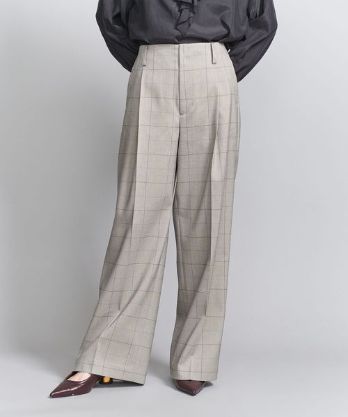 チェック タック ストレートパンツ